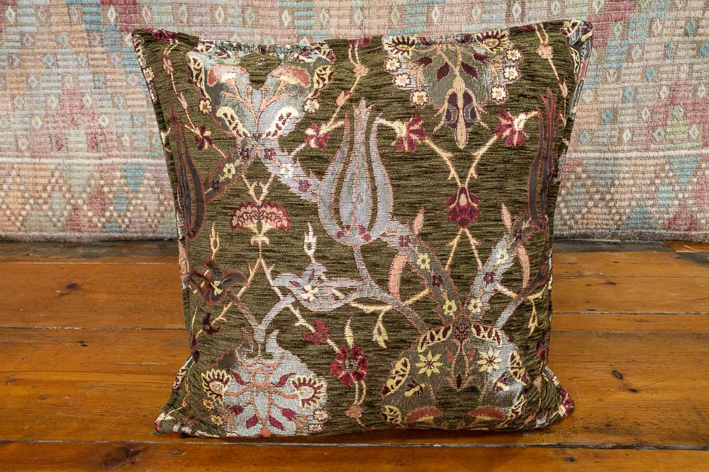 Small Green Ottoman Turkish Tulip Cushion Cover 44x44cm